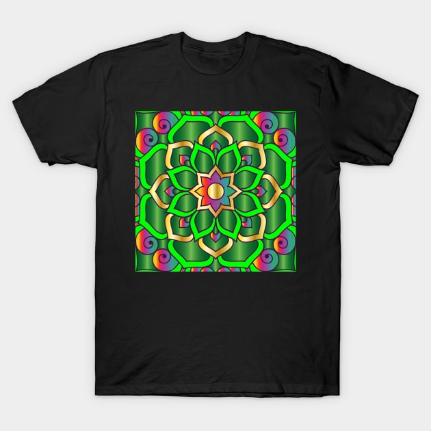 green mandala design T-Shirt by Eric Okore